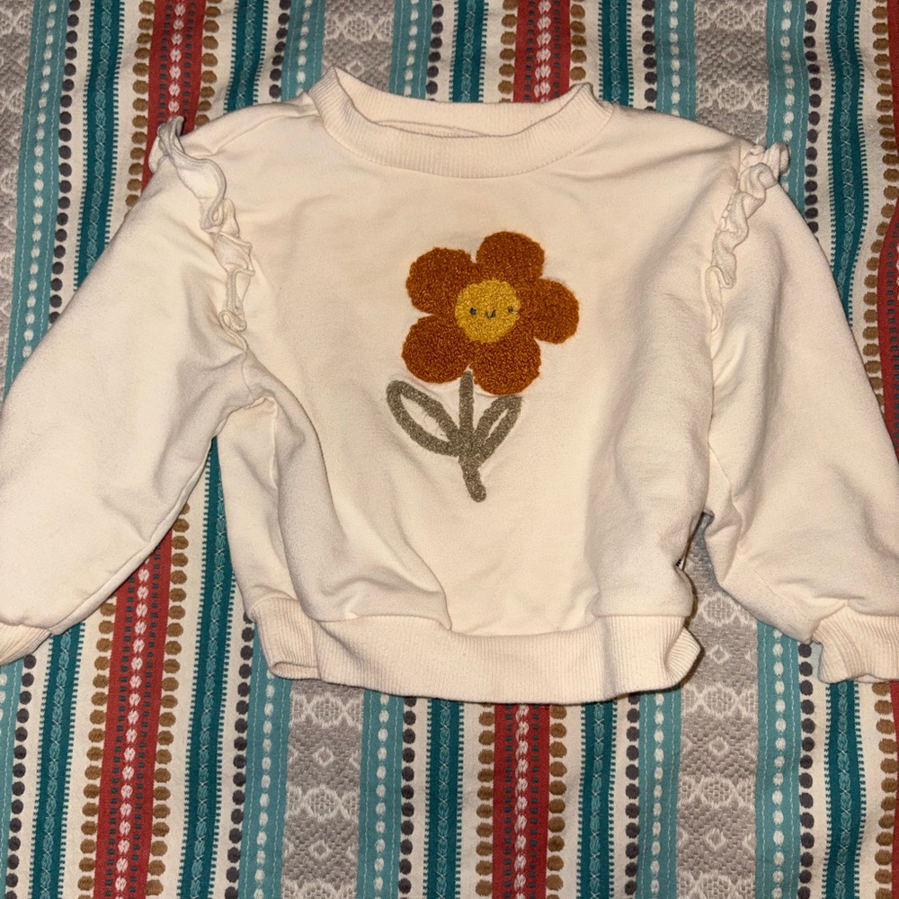 Little Sleepies 6-12 mo Baby Cream Orange Flower Sweatshirt